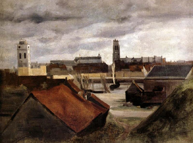 Corot Camille Dunkerque,les bassins de peche oil painting picture